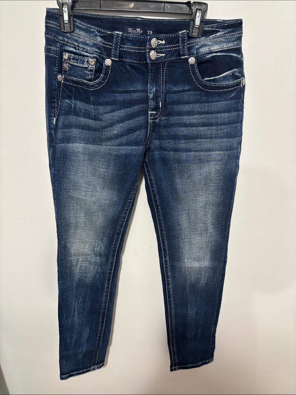 Miss Me Curvy Skinny Dark Wash Embellished Jeans Size 29 (Style E44VS82S)